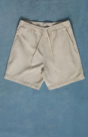 Cream Linen&nbsp;Shorts image number 1