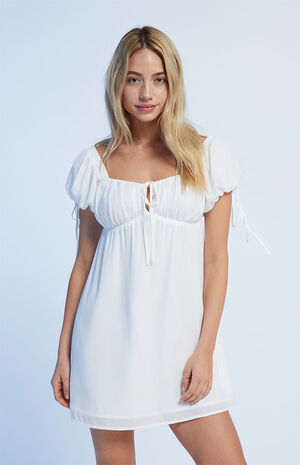 Tie Front Puff Sleeve Mini Dress image number 1