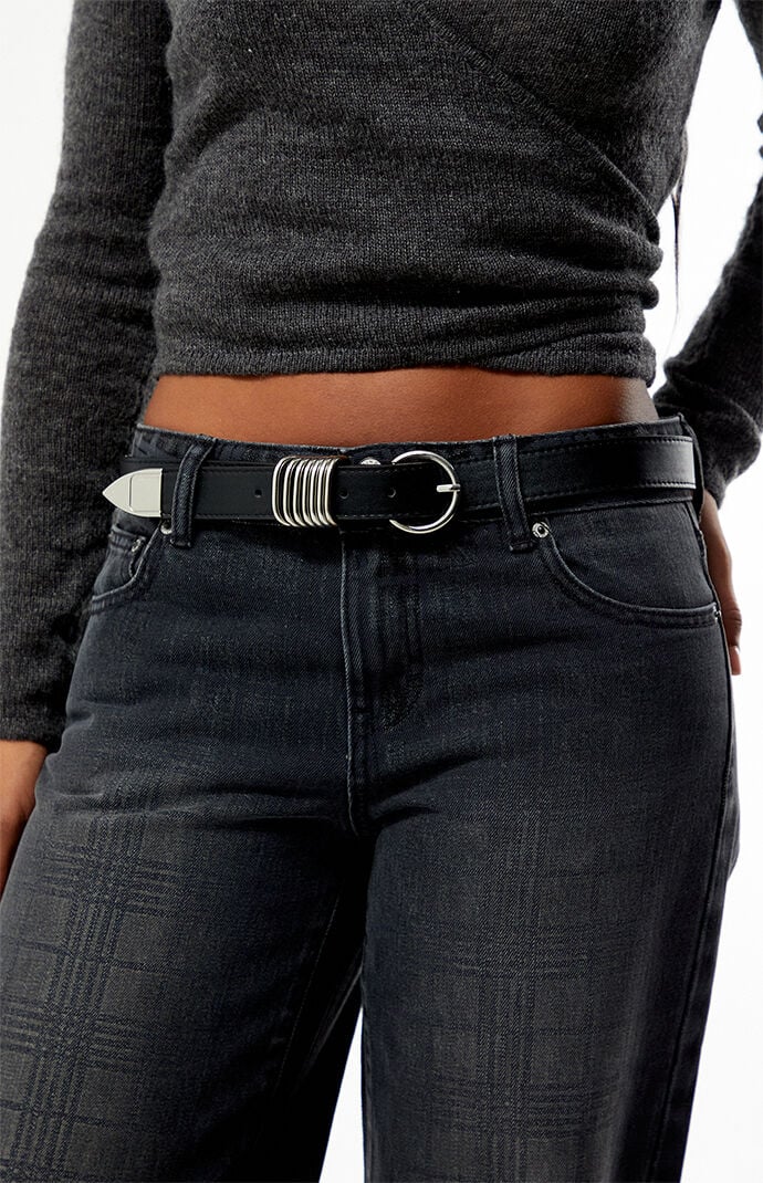 Pacsun Faux Leather Round Metal Buckle Belt