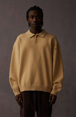 Sand Long Sleeve Polo Sweater image number 2