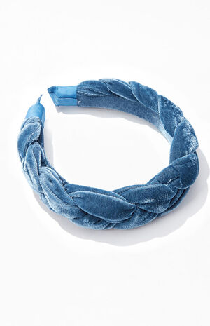 Blue Braided Velvet Headband image number 2