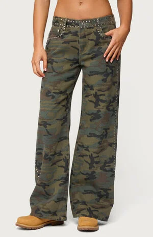 Quincy Studded Low Rise Baggy Jeans image number 1