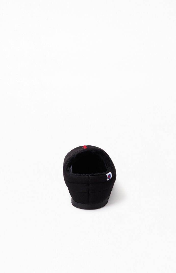 Black & Red Shuffle Script Slippers