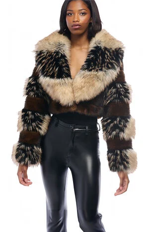 Portia Cropped Faux Fur Jacket image number 1