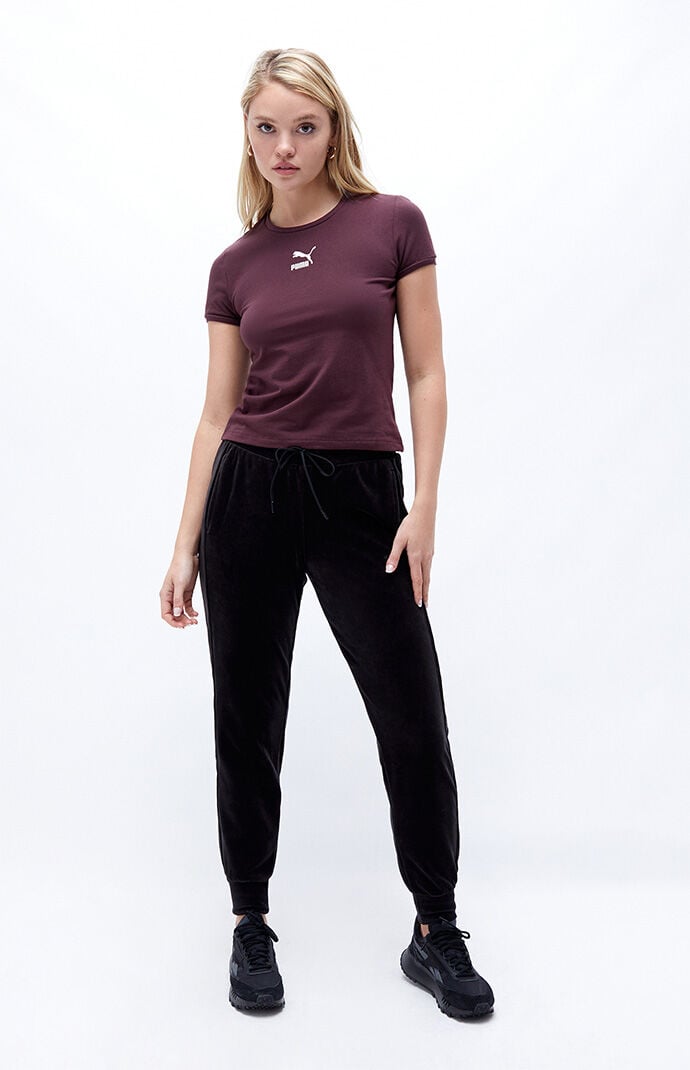 Puma Black Iconic T7 Velour Sweatpants PacSun