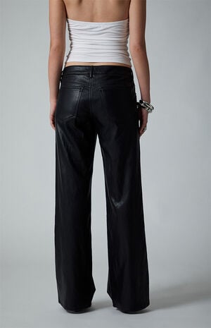 Faux Leather Low Rise Baggy Pants image number 4