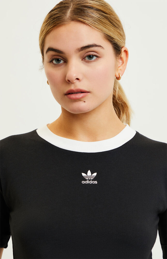 Black & White Cropped Ringer T-Shirt