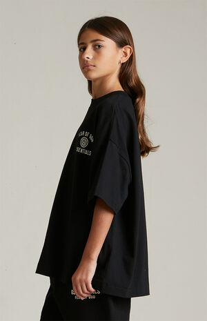 Kids Black University Crew Neck T-Shirt image number 3