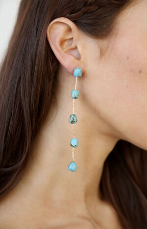 Dripping Turquoise 18k Gold Plated Earrings image number 5