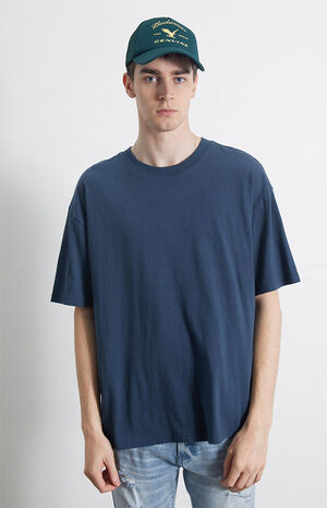 Dark Blue Loch Solid Boxy T-Shirt image number 1