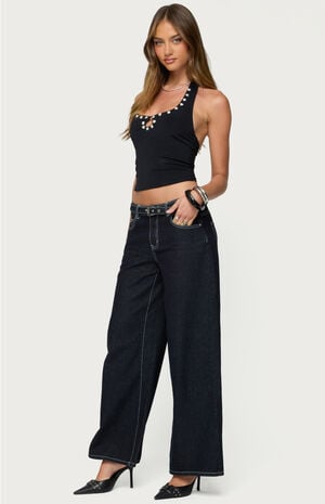 Coraline Button Cutout Halter Top image number 4