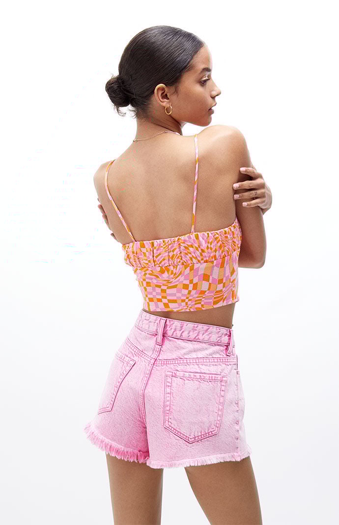 Pink high outlet waisted denim shorts