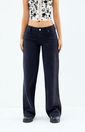 Stretch Black Curve Low Rise Baggy Jeans image number 2