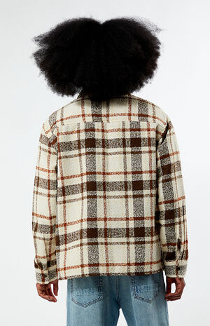 Cream Oversized Wooly Flannel Shirt image number 3