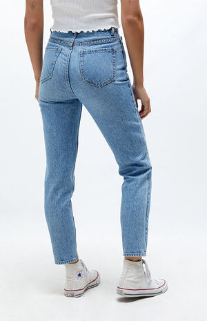 Eco Light Blue Paneled Ultra High Waisted Slim Fit Jeans image number 3
