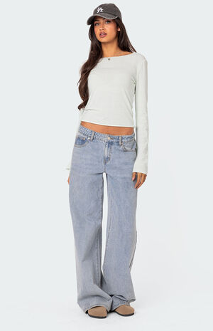 Maddison Pointelle Long Sleeve T Shirt image number 5