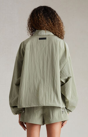 Women's Garden Yellow Crinkle Nylon Shell Bomber Jacket image number 4