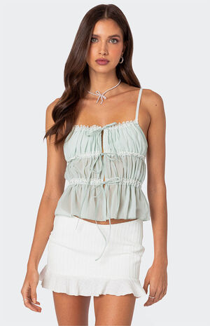 Addy Tie Front Sheer Chiffon Top image number 1