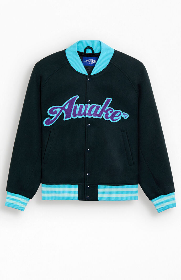 Awake NY Melton Wool Chenille Logo Varsity Jacket