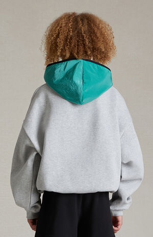 Essentials Light Heather Grey Mint Leaf Nylon Fleece Hoodie image number 4