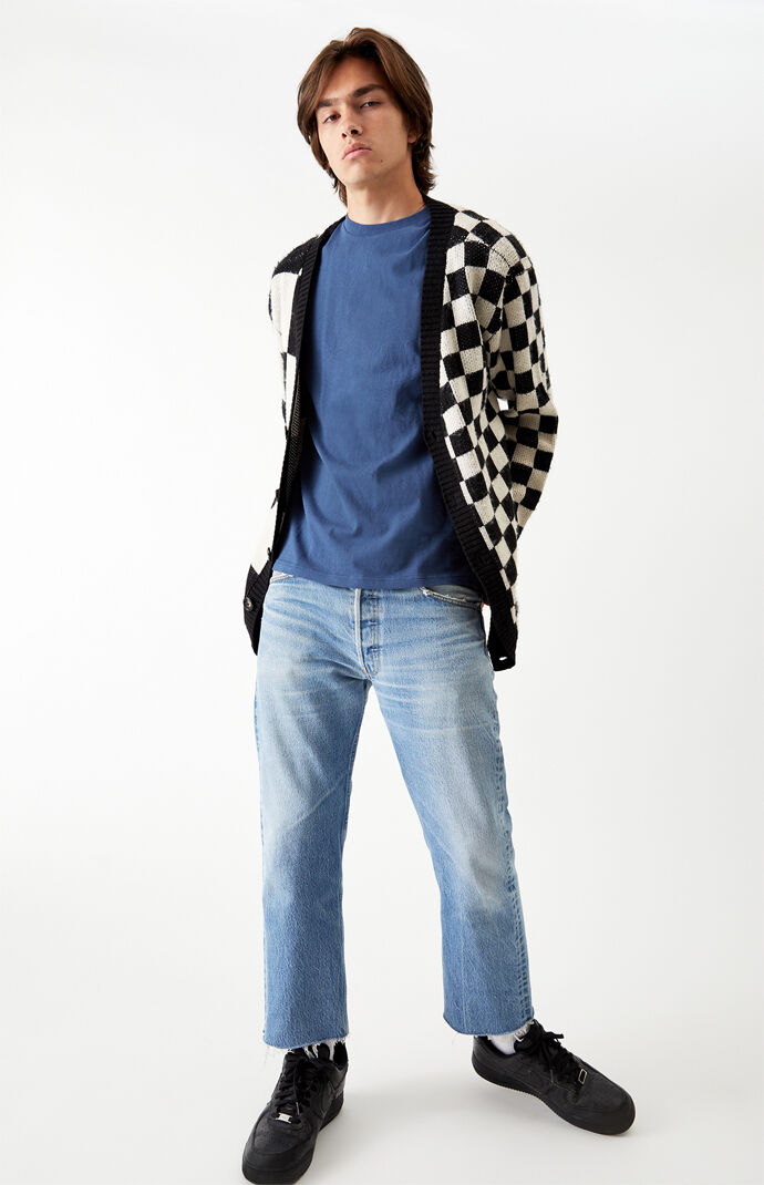 Oversized Mixed Checker Knit Cardigan