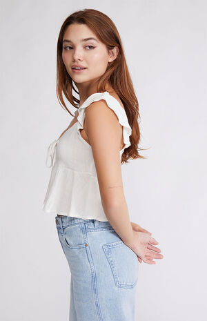 Keyhole Linen Babydoll Top image number 3