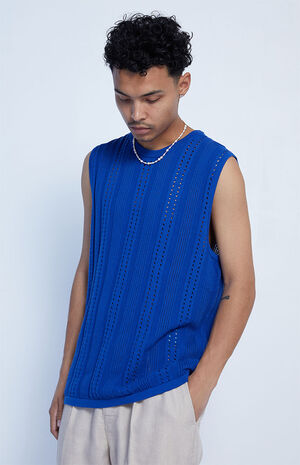Royal Blue Knit Sweater Tank Top image number 2
