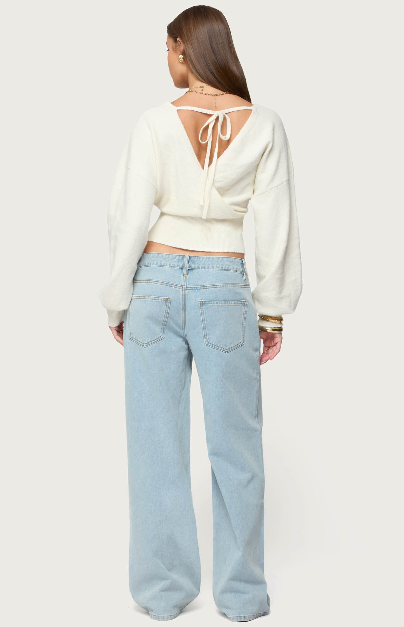 Edikted Lillia V Neck Wrap Sweater