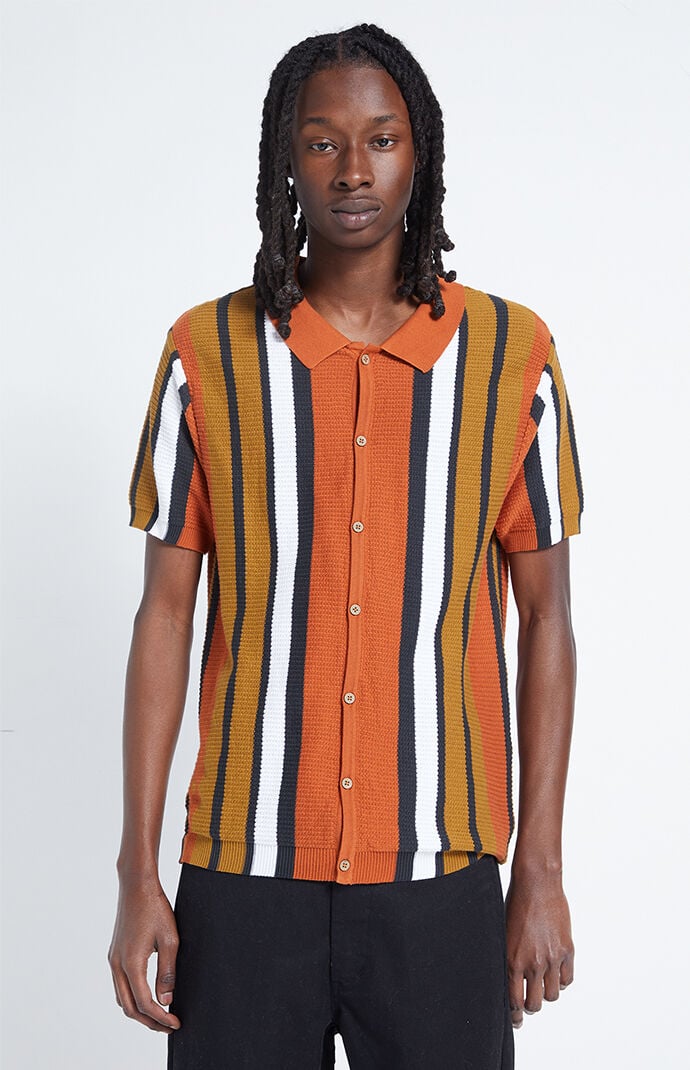 Knit button down top sales