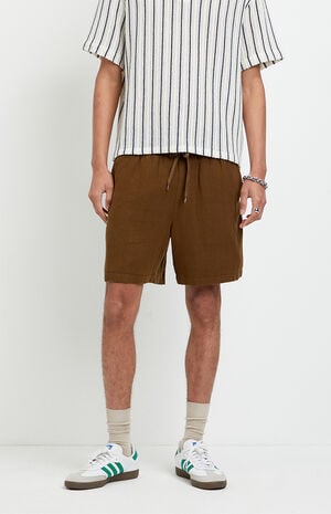 Brown&nbsp;Linen&nbsp;Shorts image number 2