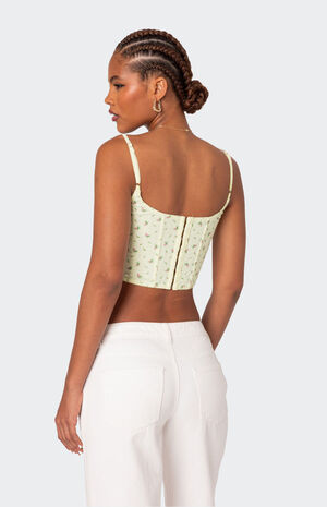 Rosey Printed Pointelle Corset Top image number 5