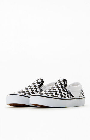 Kids Black & White Checker Classic Slip-On Shoes image number 2