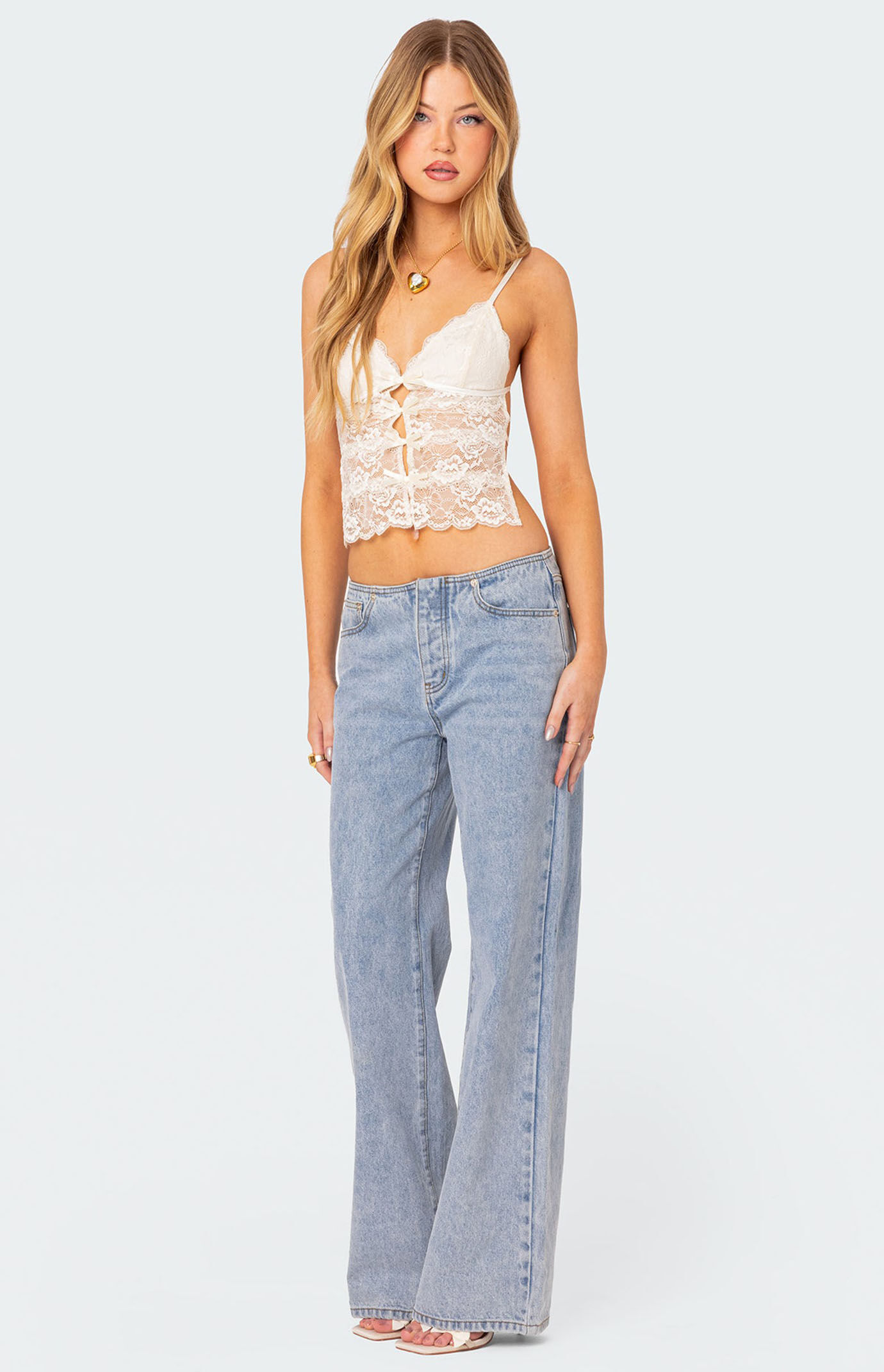 Edikted Cara Sheer Lace Open Back Tank Top | PacSun