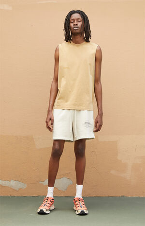 Cream Fleece Sweat Shorts image number 6
