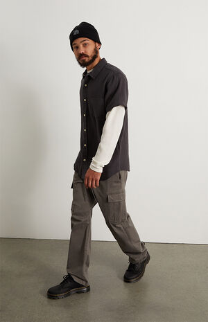 Black Textured Classic Cotton Camp Shirt image number 4