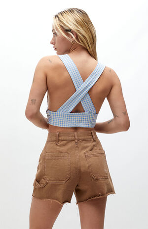 Plaid Crossover Back Tank Top image number 4