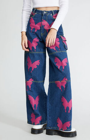 Printed Wide Leg Jeans image number 2