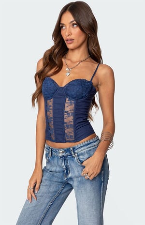 Avena Linen Look Lacey Corset