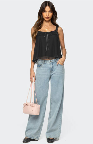 Ruffle Mesh Babydoll Tank Top image number 2