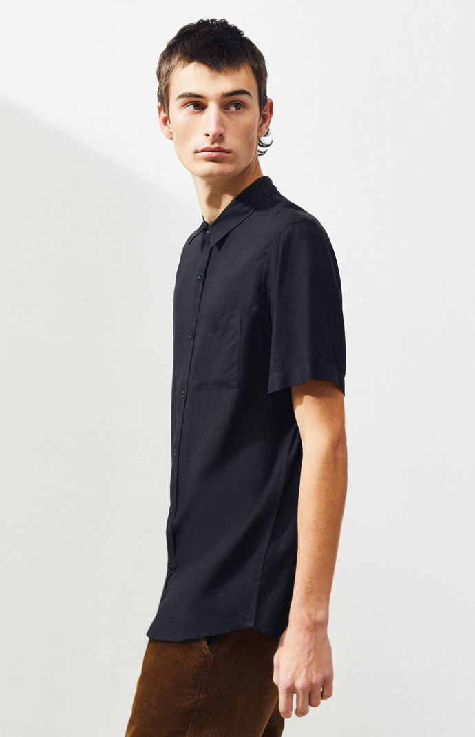 Solid Short Sleeve Button Up Shirt