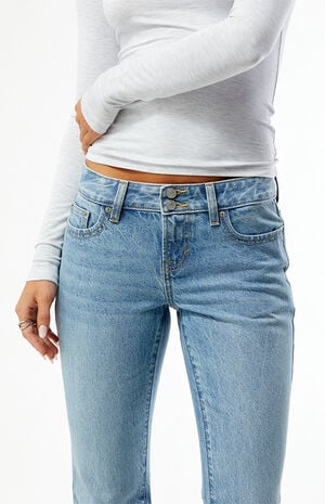 Jade Low Rise Bootcut Jeans Double Button Light Blue image number 4