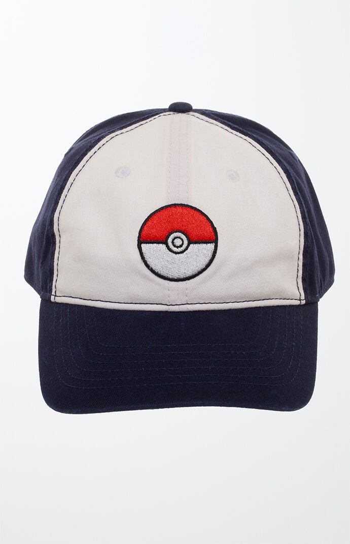 Pokemon Pokeball Strapback Dad Hat in Navy/White