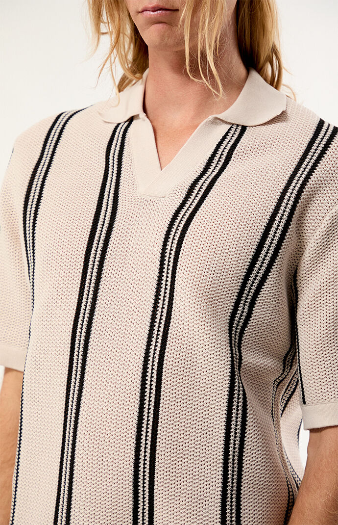 Pacsun White Striped Polo Shirt