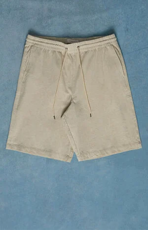 Cream Linen Shorts image number 1