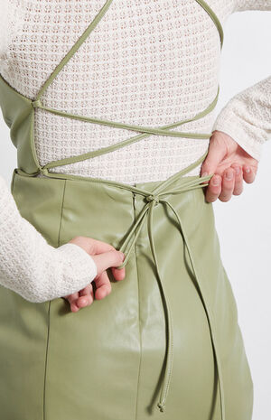 Lace-Up Faux Leather Mini Dress image number 2