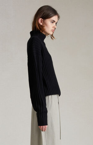 Women's Jet Black Turtleneck Sweater image number 2