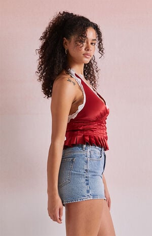 Bella Lace Trim Halter Top image number 3