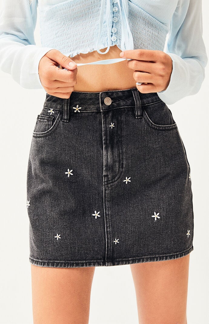 Pacsun black denim skirt hot sale