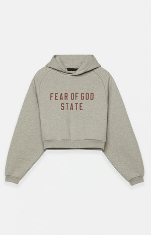 Women's Dark Heather Oatmeal Fleece Cropped Hoodie image number 1