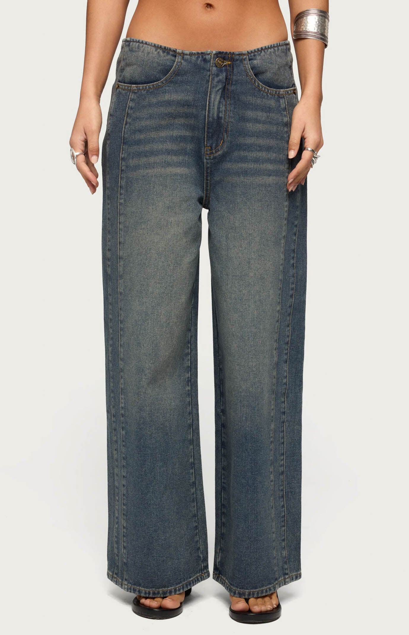 Edikted Elia No Waistband Low Rise Baggy Jeans